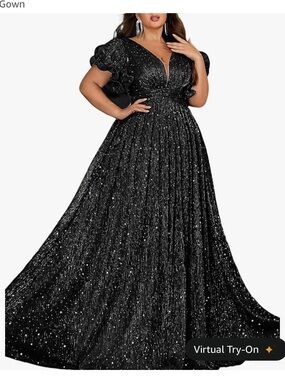 Women Plus Size Formal Dresses A Line Wedding Guest Long Glitter Size XL Curvy